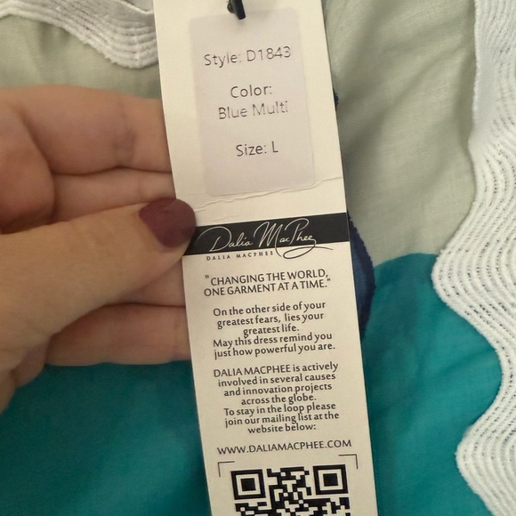 NWT Women's Dalia MacPhee Blue Maxi Sundress Size Large Side Slits - Picture 5 of 12